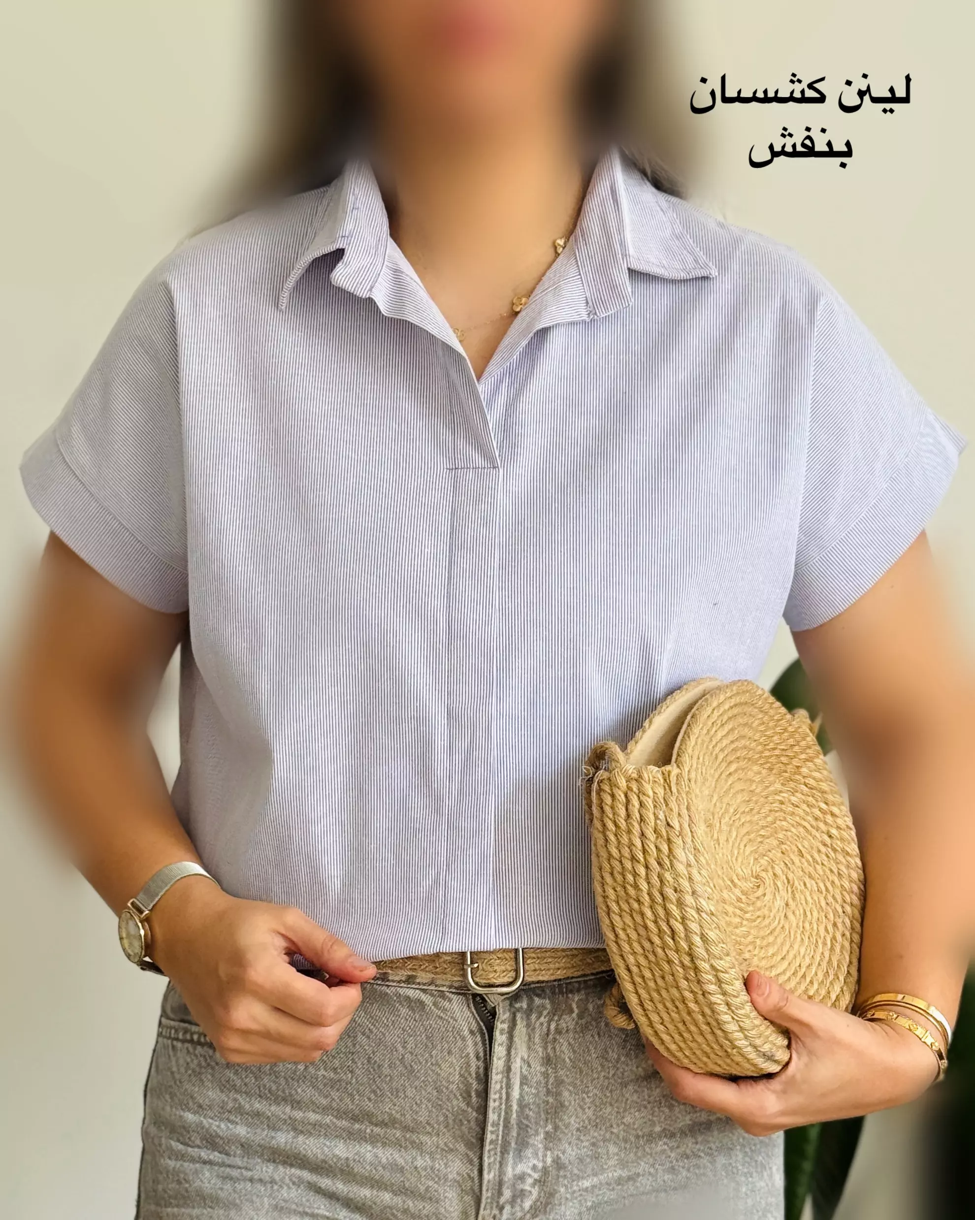 شومیز استین کوتاه لینن